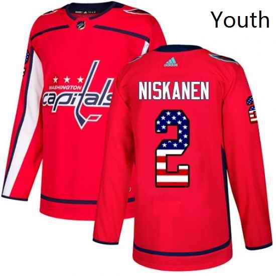 Youth Adidas Washington Capitals 2 Matt Niskanen Authentic Red USA Flag Fashion NHL Jersey